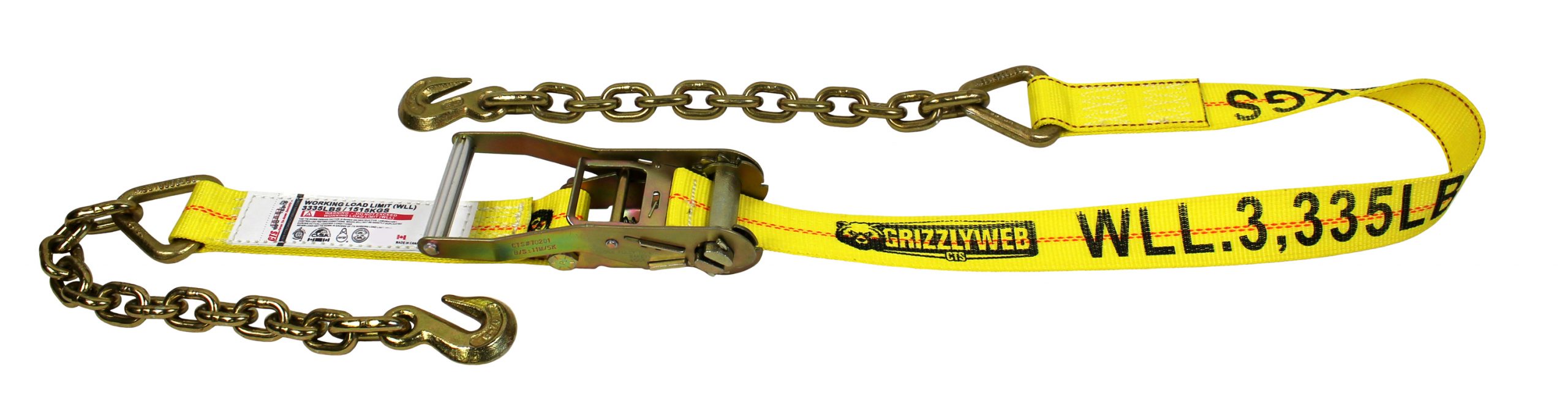 HEAVY DUTY RATCHET STRAP WITH CHAIN ANCHOR